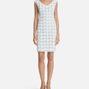 Tory Burch White and Pale Green Mini Dress